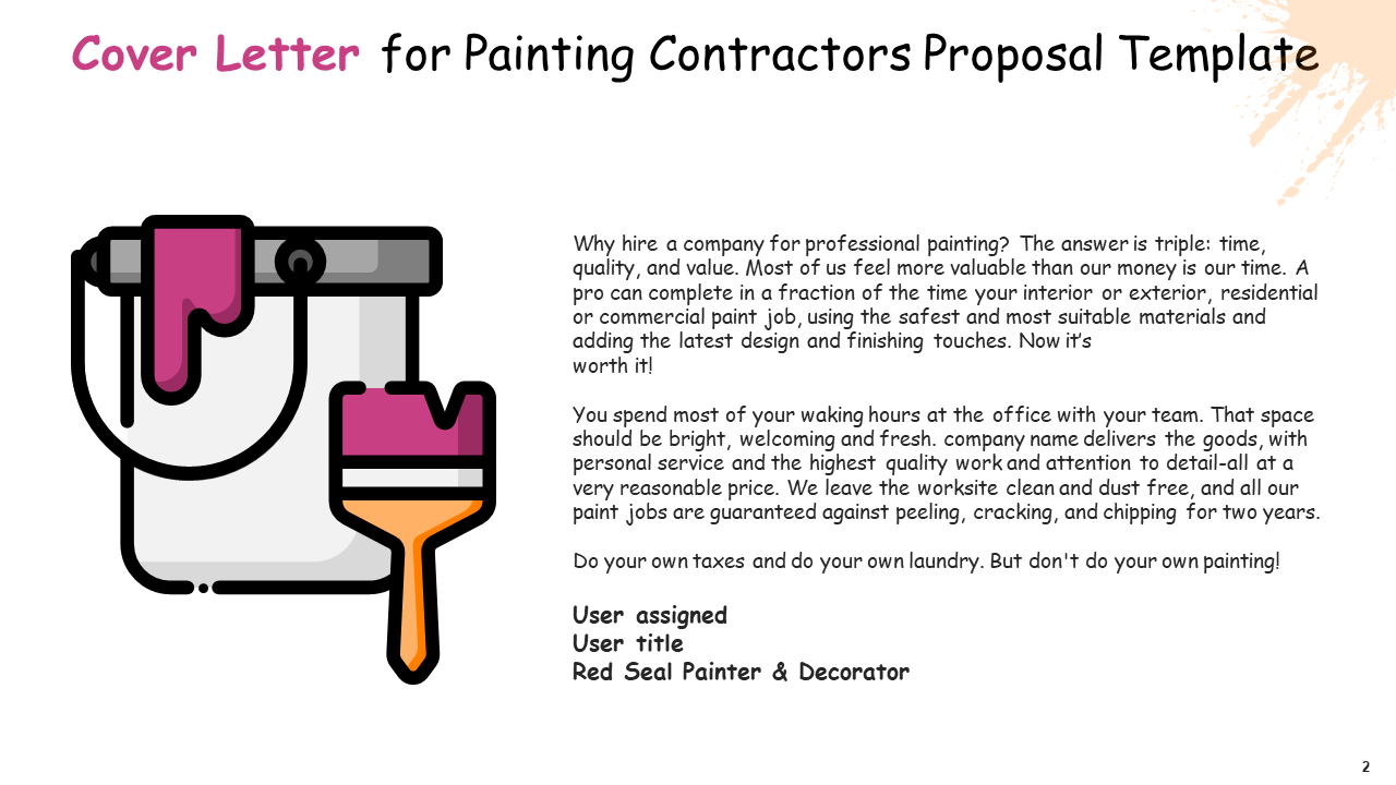 Cover Letter for Painting Contractors Proposal Template
