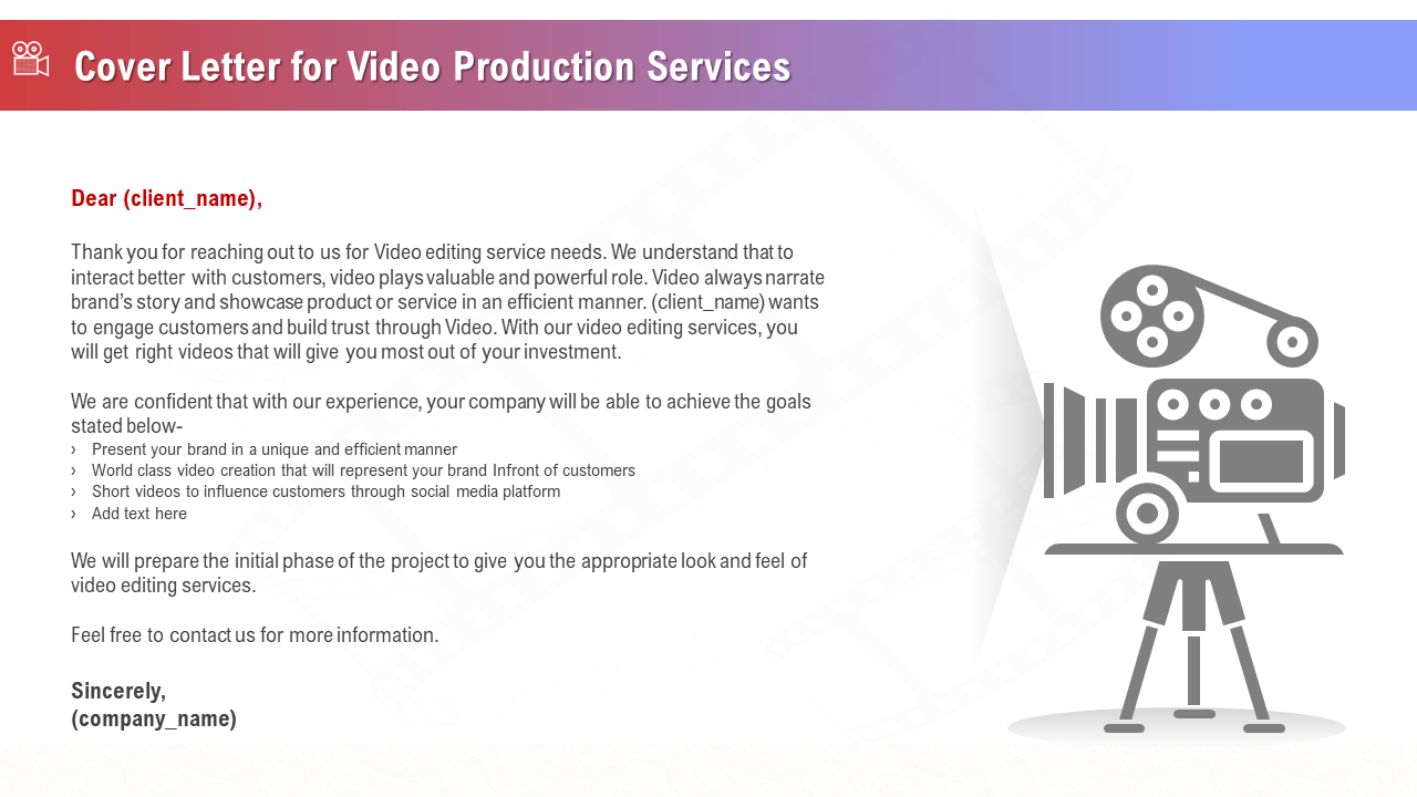 Cover Letter for Video Production Services