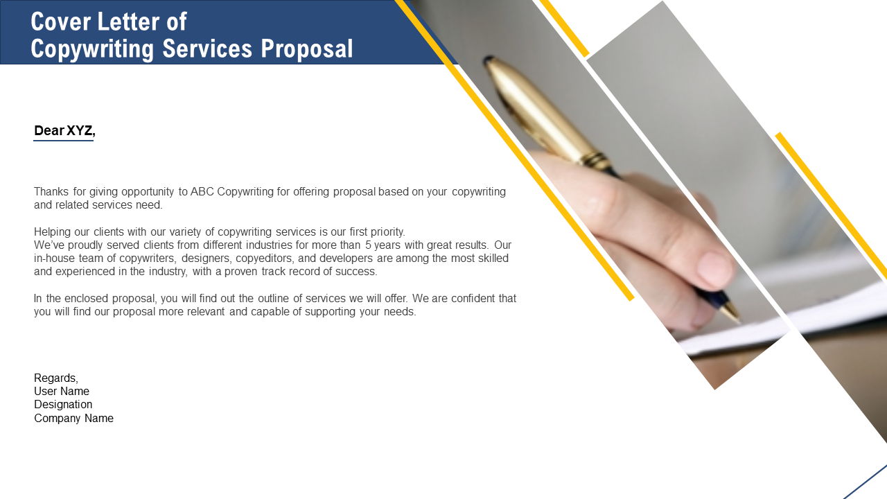 Cover Letter of Copywriting Services Proposal
