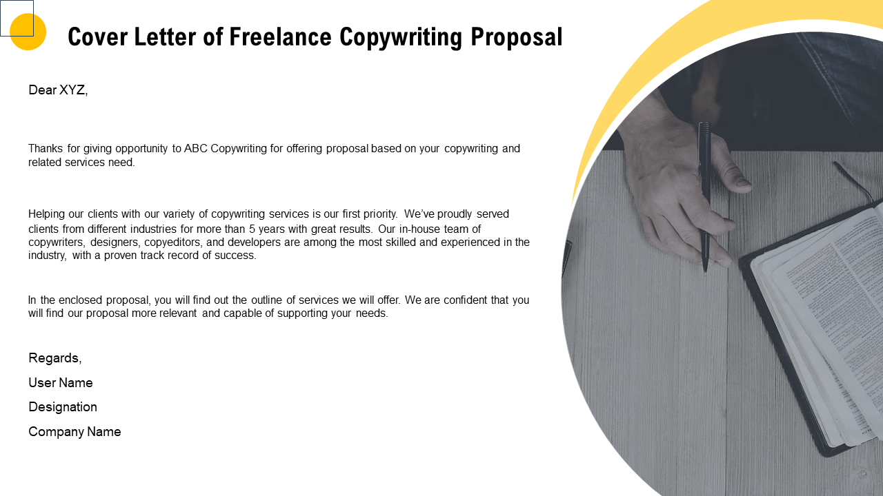 Cover Letter of Freelance Copywriting Proposal