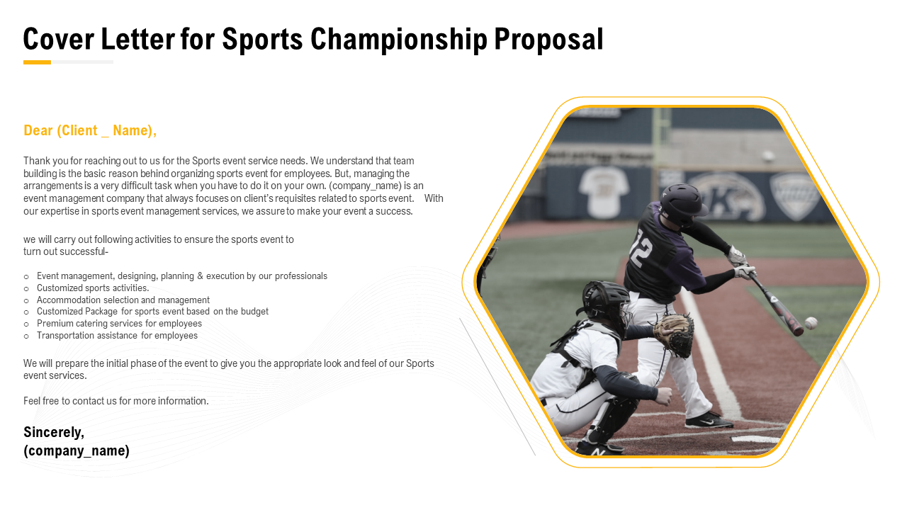 Cover letter for sports championship proposal PowerPoint Presentation