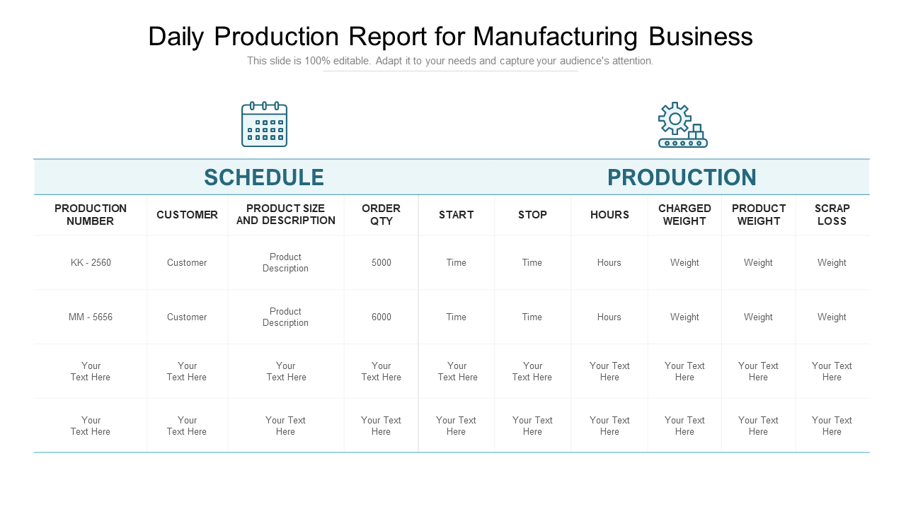 Daily Production Report for Manufacturing Business