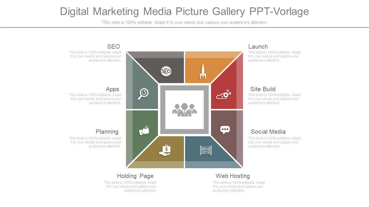 Digital Marketing Media Picture Gallery PPT-Vorlage 