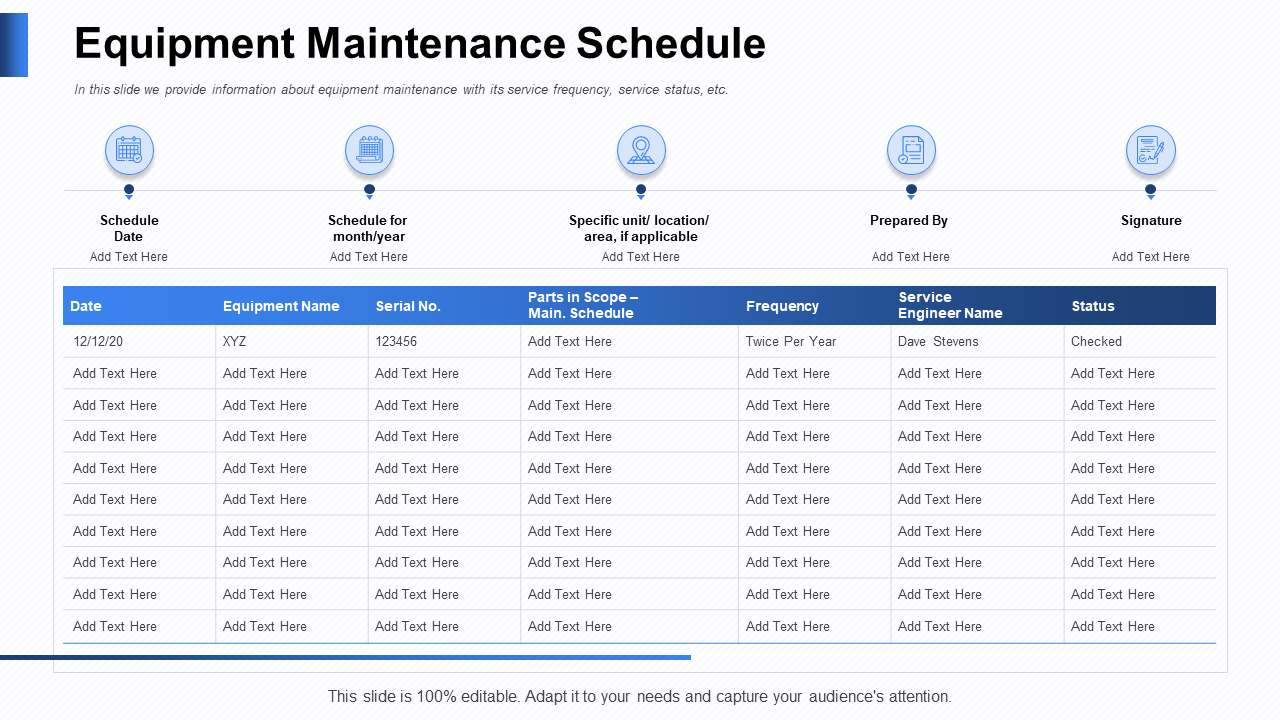 Equipment Maintenance Schedule