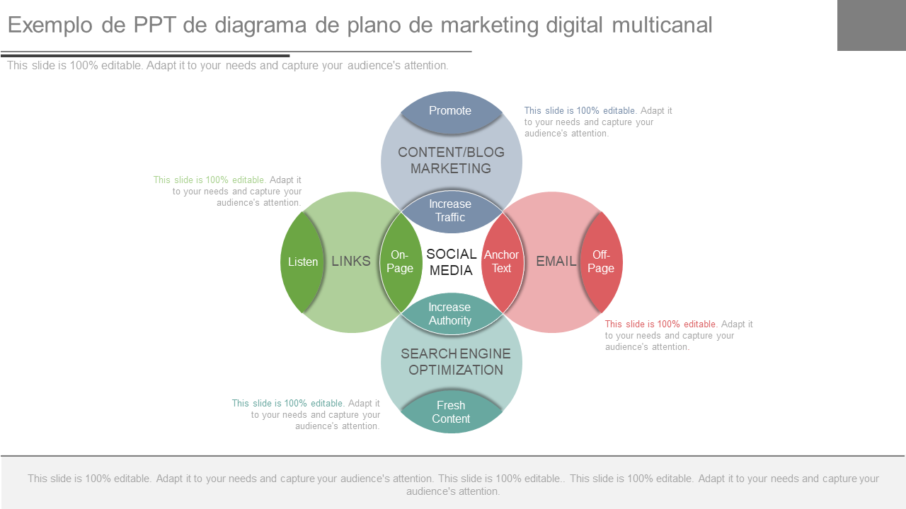 Exemplo de PPT de diagrama de plano de marketing digital multicanal 