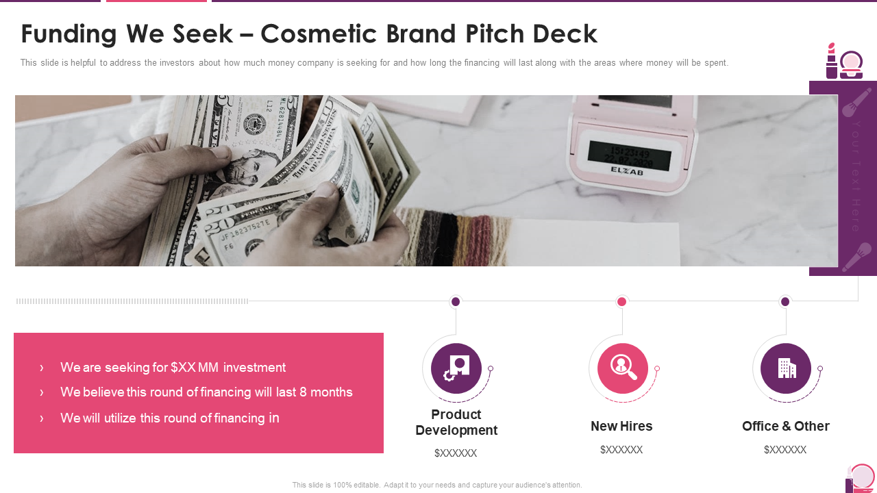 Funding We Seek – Cosmetic Brand Pitch Deck