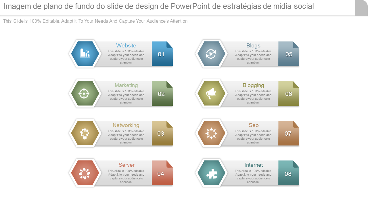 Imagem de plano de fundo do slide de design de PowerPoint de estratégias de mídia social 