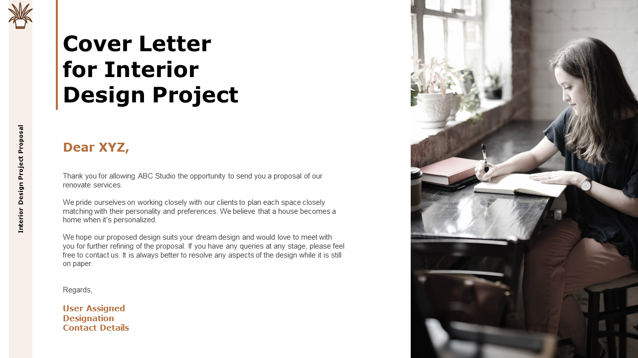 Interior Design Project Cover Letter Presentation Template