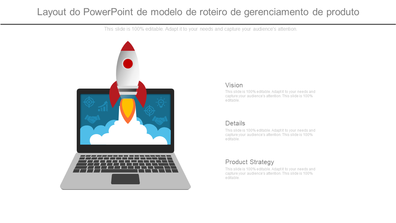 Layout do PowerPoint de modelo de roteiro de gerenciamento de produto 