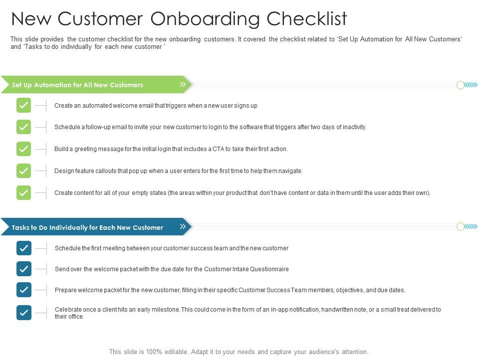 New Customer Onboarding Checklist Techniques PPT Design