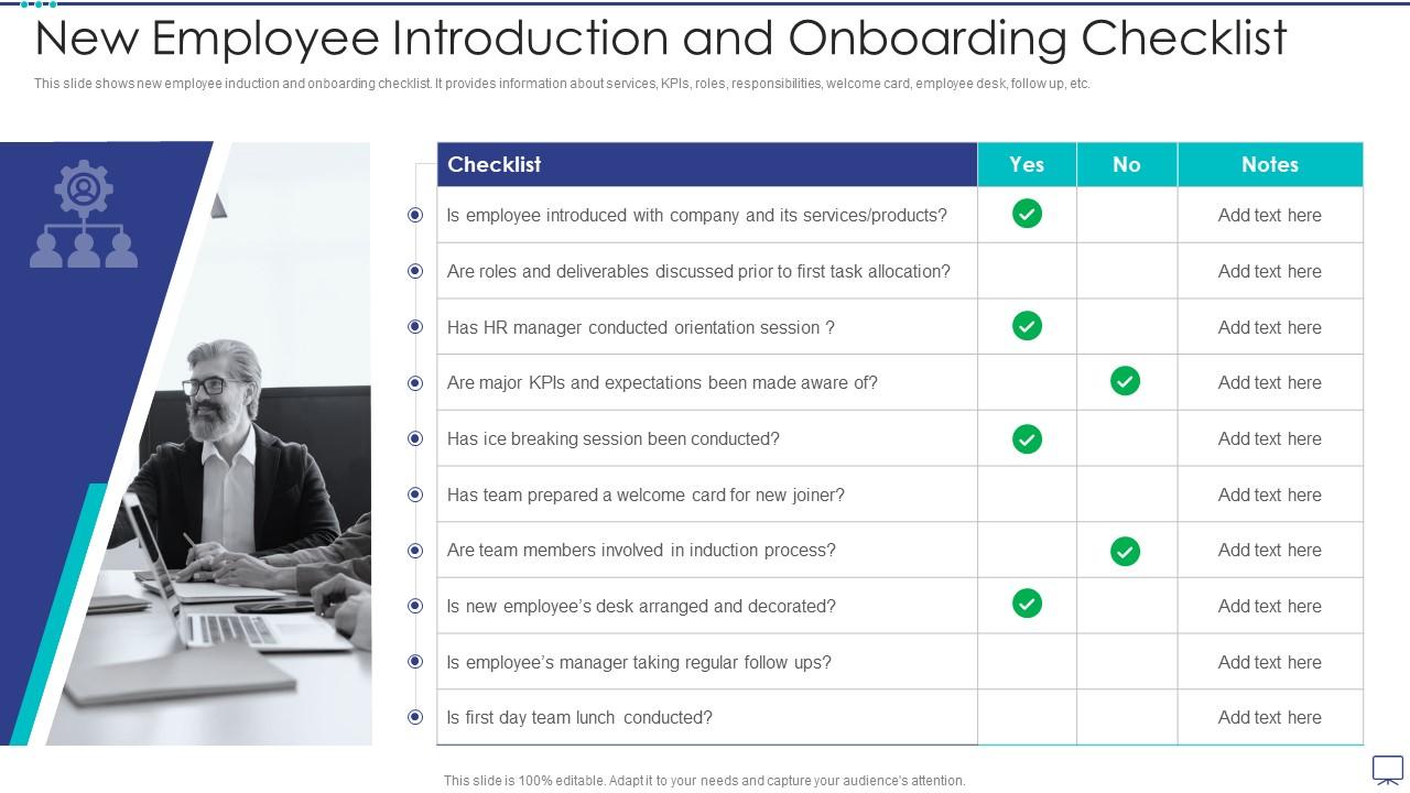 New Employee Introduction and Onboarding Checklist PPT Presentation