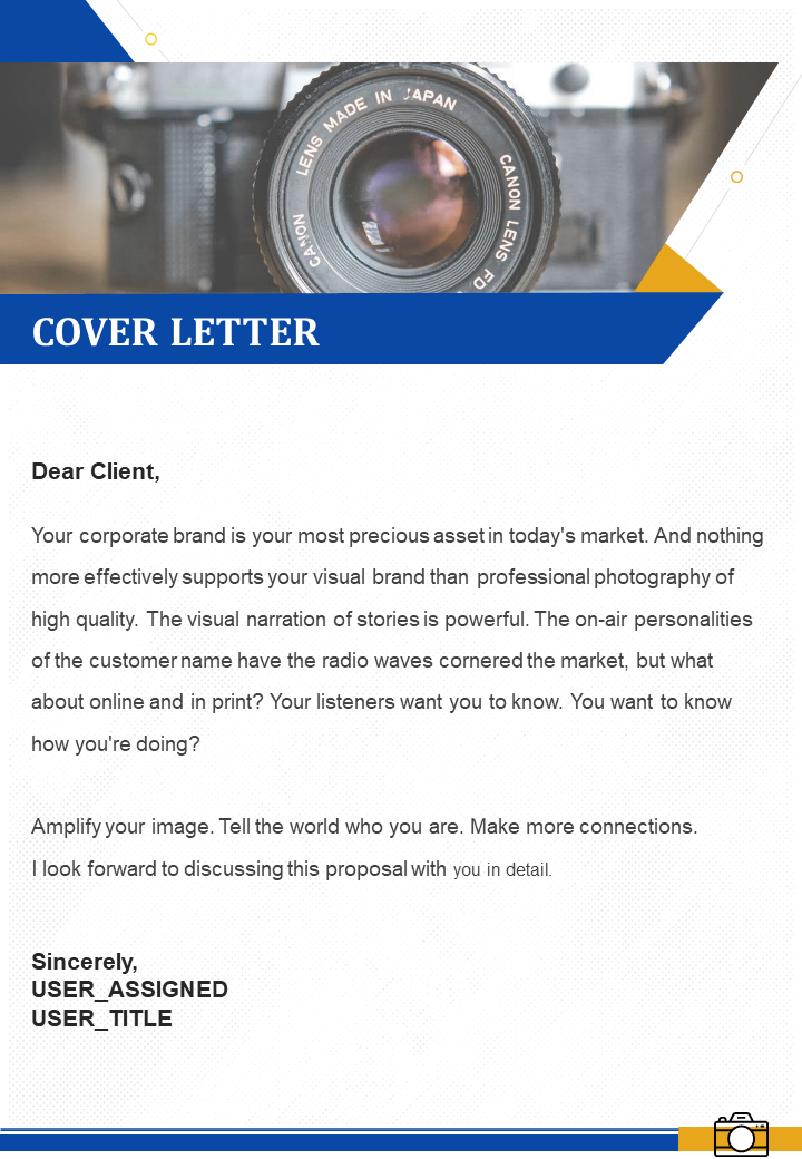 One-Page Corporate Photography Proposal Cover Letter Template