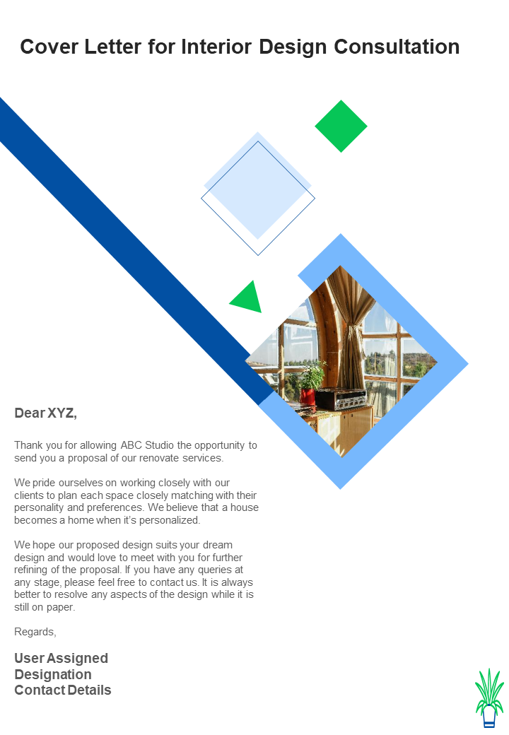 One-Page Interior Design Consultation Cover Letter Template