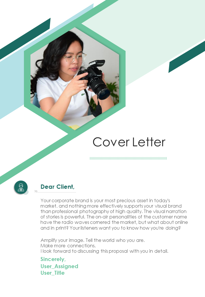 One-Page Project Photography Cover Letter Proposal Sample