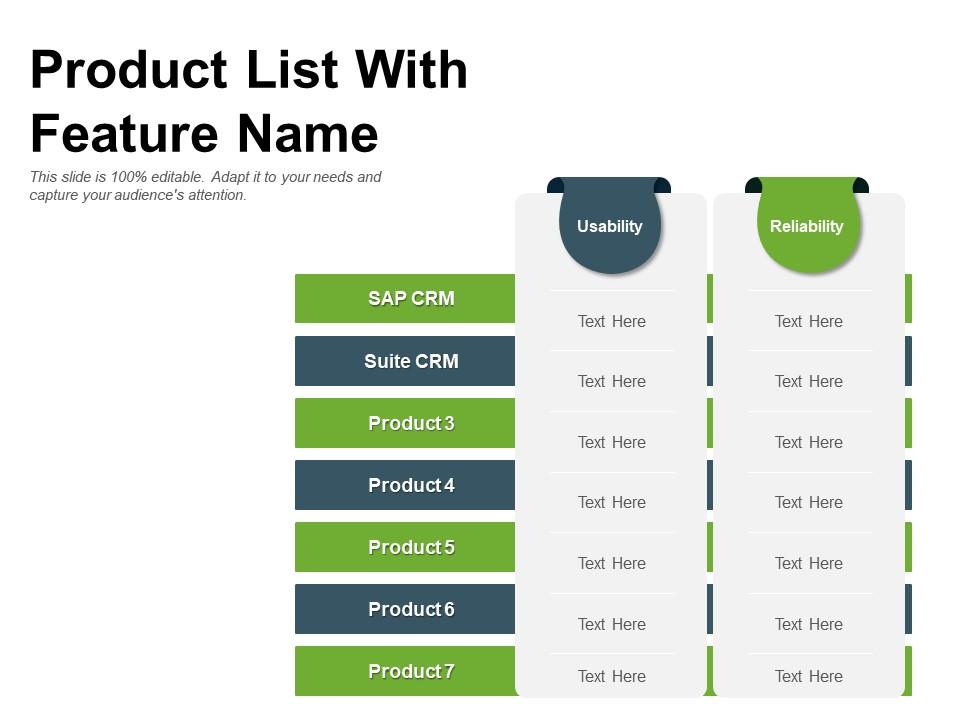 Product list with feature name