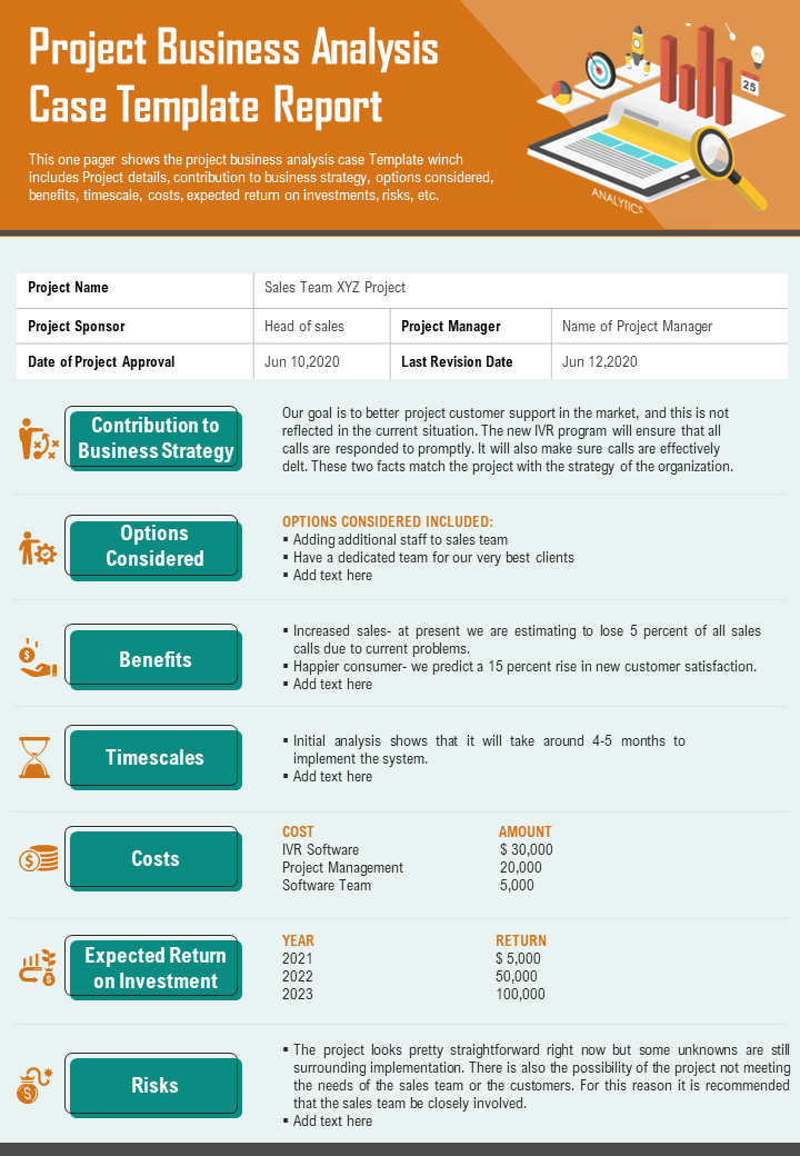 Project Business Analysis Case Template Report