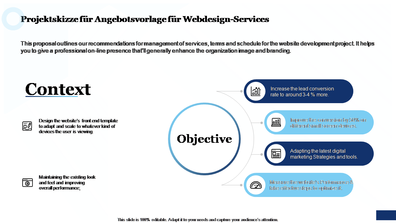 Projektskizze für Angebotsvorlage für Webdesign-Services