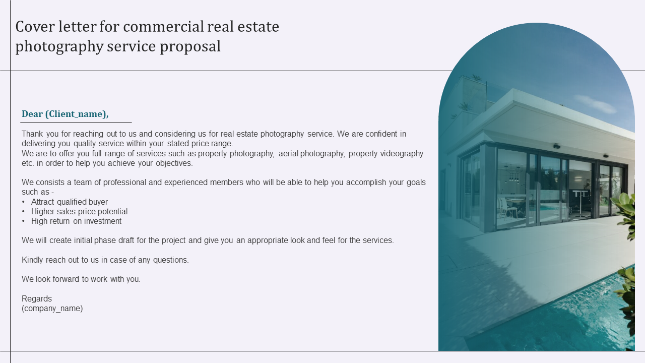 Real Estate Photography Cover Letter Template