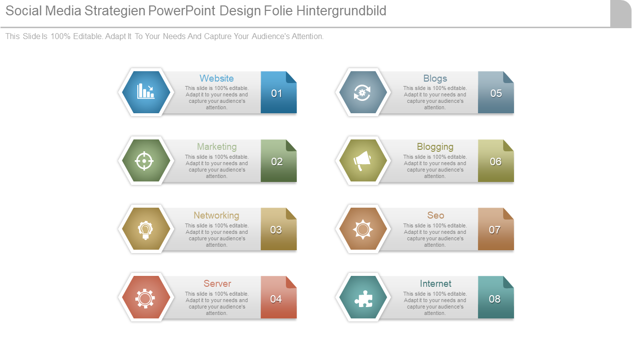 Social Media Strategien PowerPoint Design Folie Hintergrundbild 