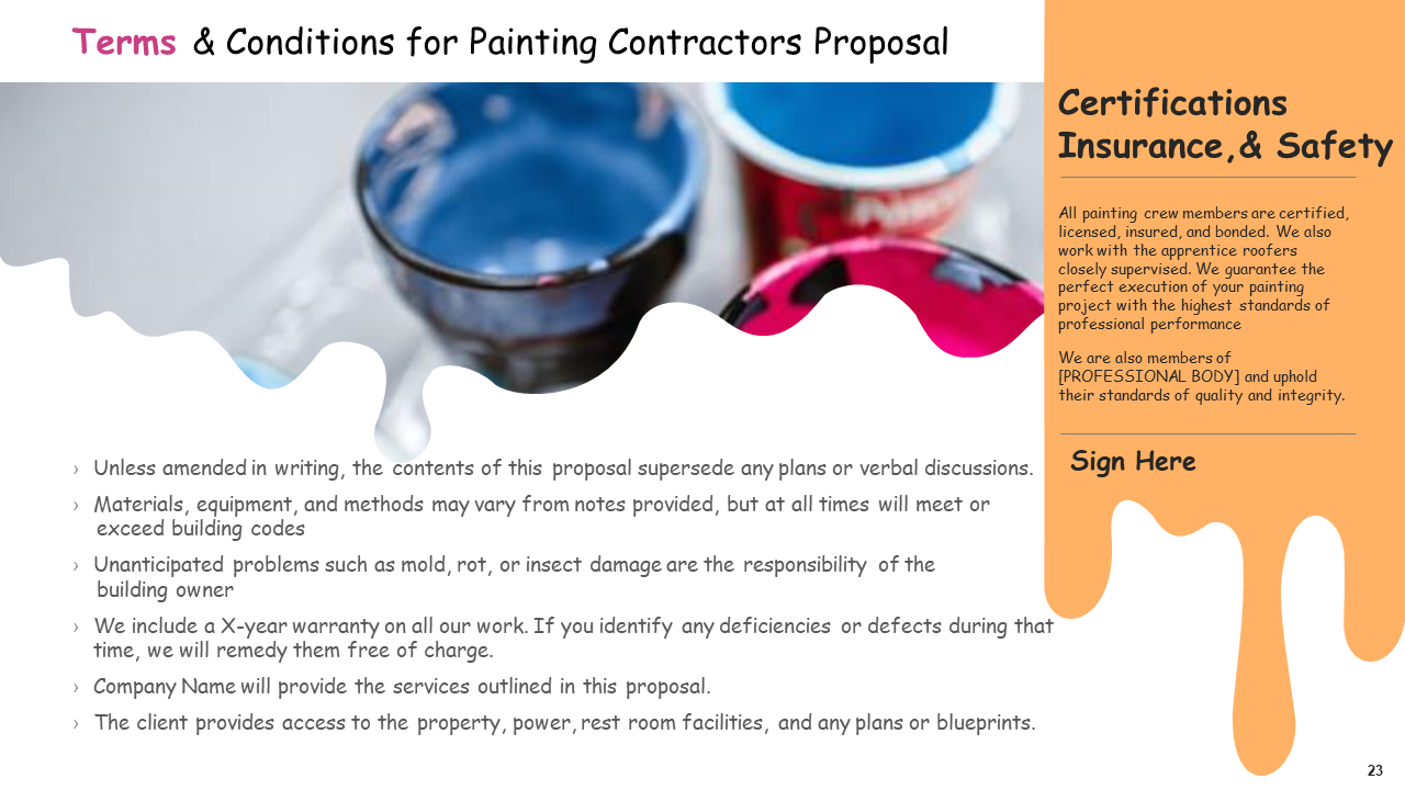 Terms & Conditions for Painting Contractors Proposal
