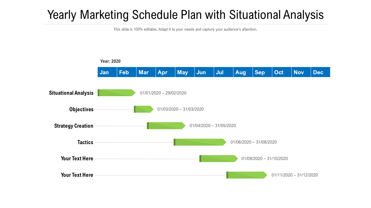 Yearly Marketing Schedule Plan with Situational Analysis
