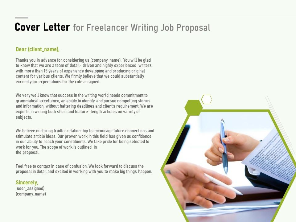 Cover letter for freelancer writing job proposal ppt powerpoint presentation skills