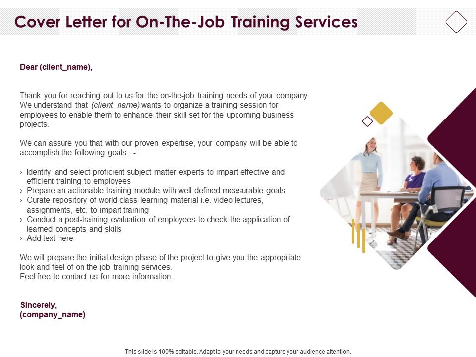 Cover letter for on the job training services ppt powerpoint portrait