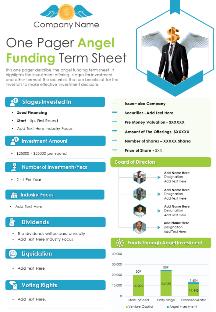 One-Pager Angel Funding Term Sheet
