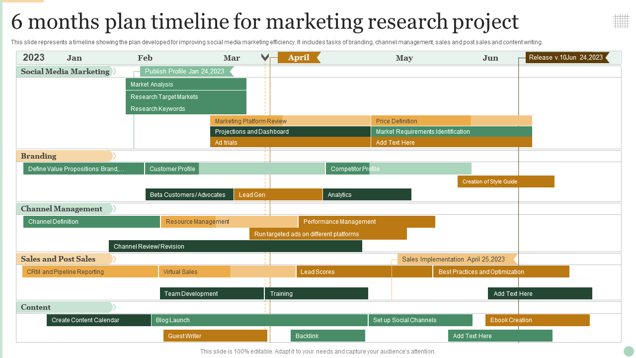6 months plan timeline for marketing research project