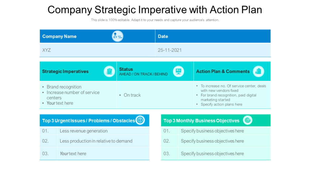 Company Strategic Action Plan Template