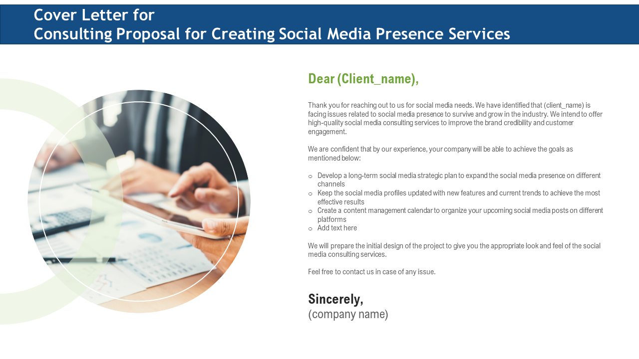 Cover Letter for Consulting Proposal for Creating Social Media Presence Services
