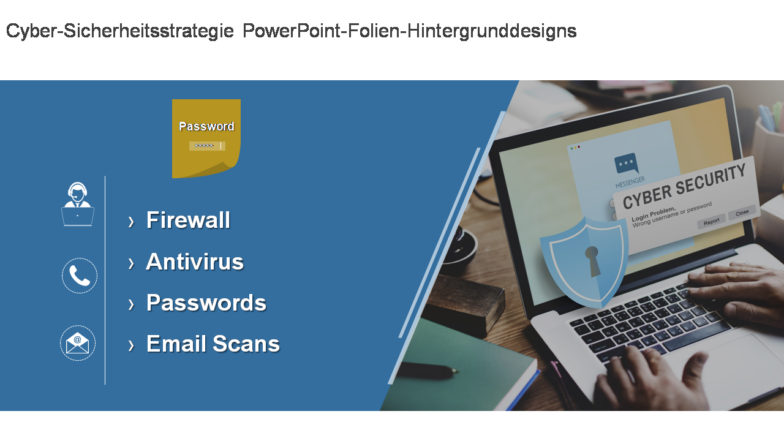 Cyber-Sicherheitsstrategie PowerPoint-Folien-Hintergrunddesigns 
