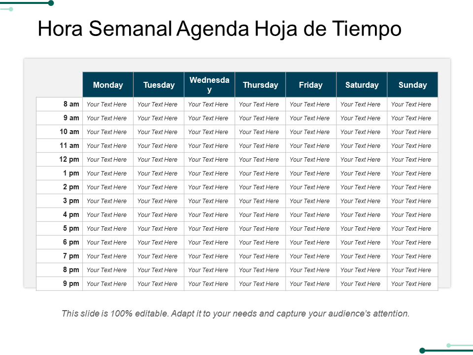 Hora Semanal Agenda Hoja de tiempo Hora Semanal Agenda Hoja de tiempo