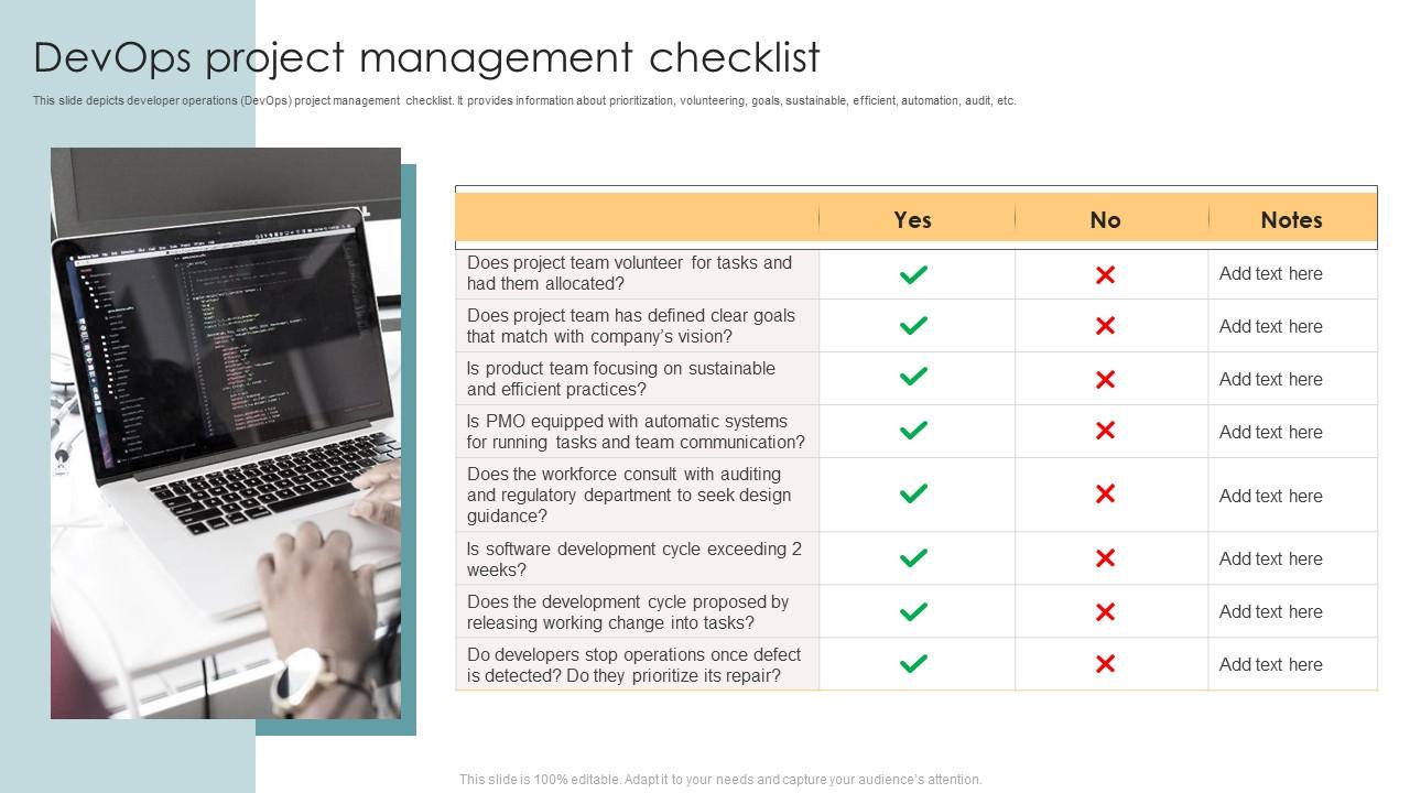 DevOps Project Management Checklist PPT Template