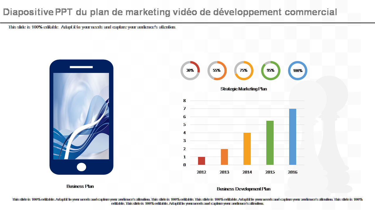 Diapositive PPT du plan de marketing vidéo de développement commercial 