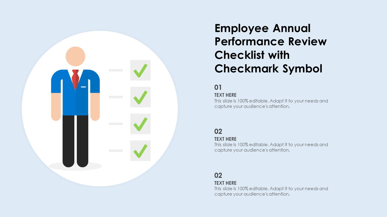 Employee Annual Performance Review Checklist with Checkmark Symbol