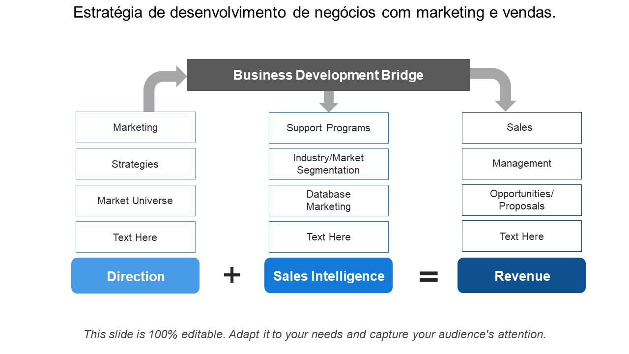 Estratégia de desenvolvimento de negócios com marketing e vendas. 