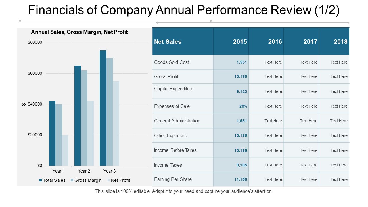 Financials of Company Annual Performance Review