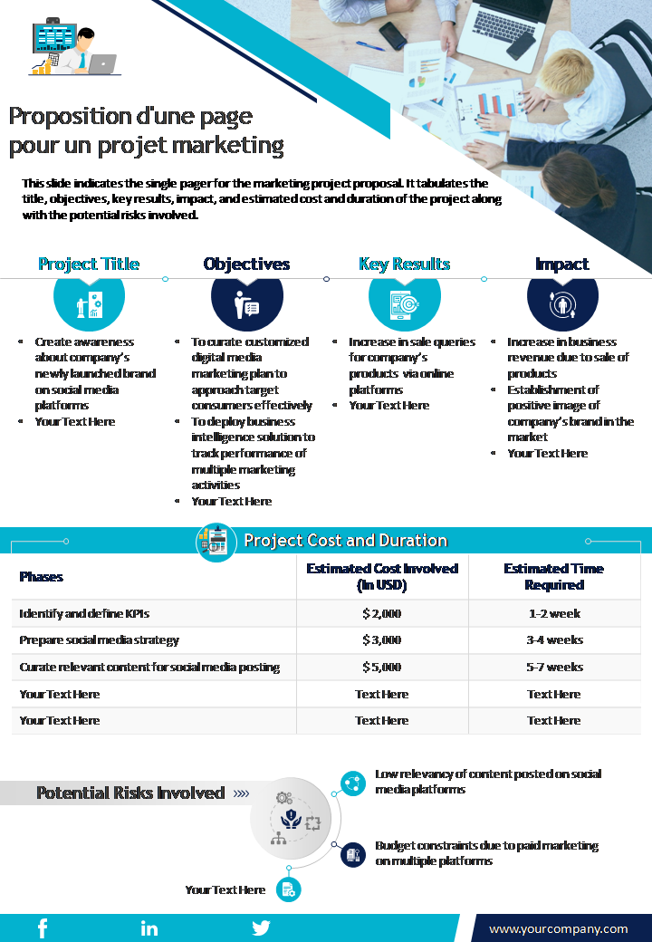 Proposition d'une page pour un projet marketing Proposition d'une page pour un projet marketing