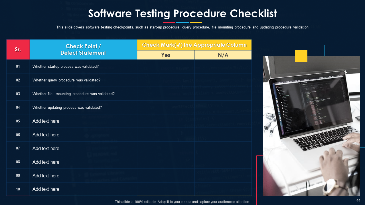 Software Testing Procedure Checklist