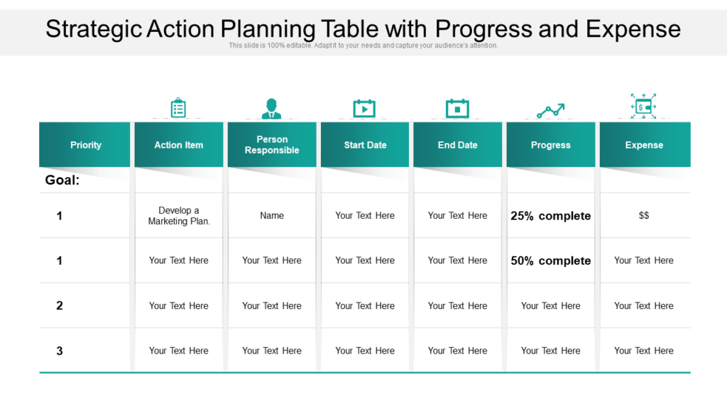 Strategic Action Plan Table PPT Template