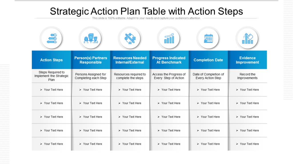 Strategic Action Plan with Steps PPT Template