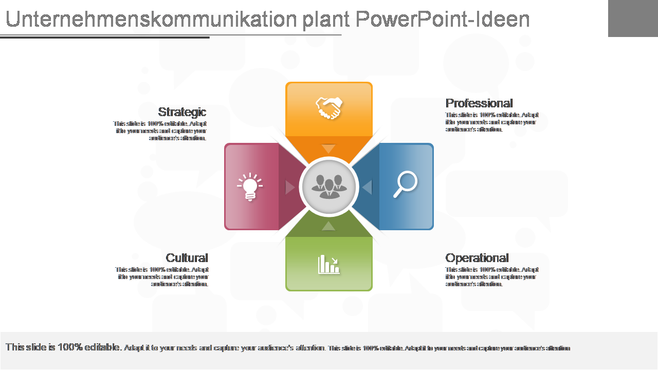 Unternehmenskommunikation plant PowerPoint-Ideen