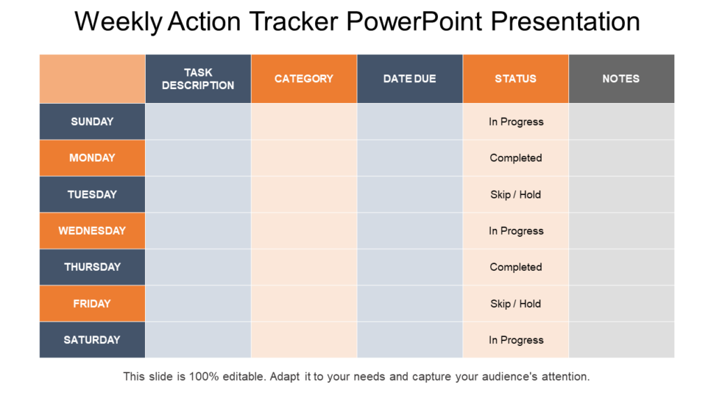 Weekly Action Tracker PowerPoint