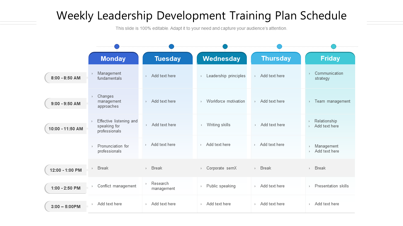 Weekly Leadership Development Training Plan Schedule