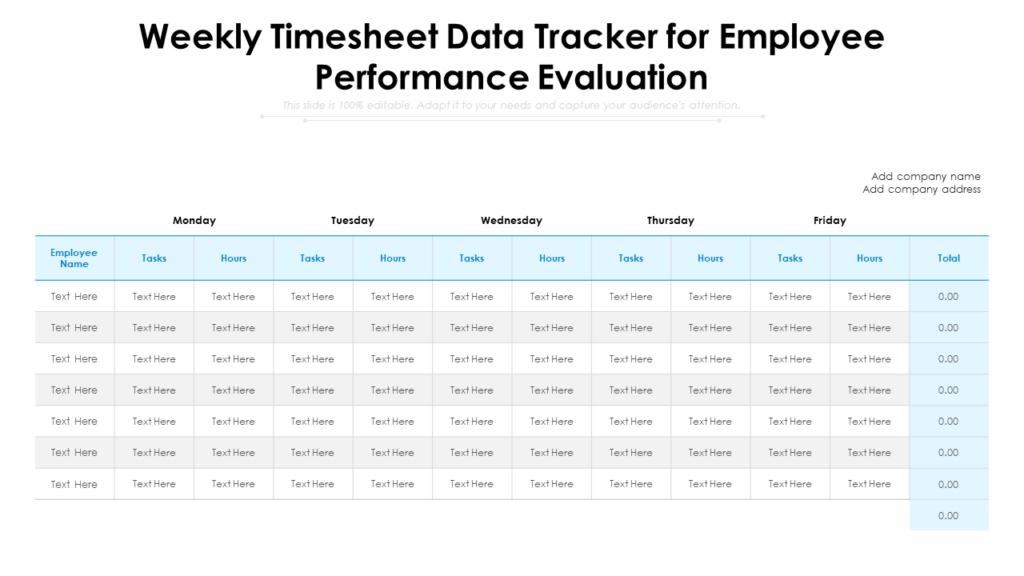 Weekly Timesheet Data Tracker for Employees