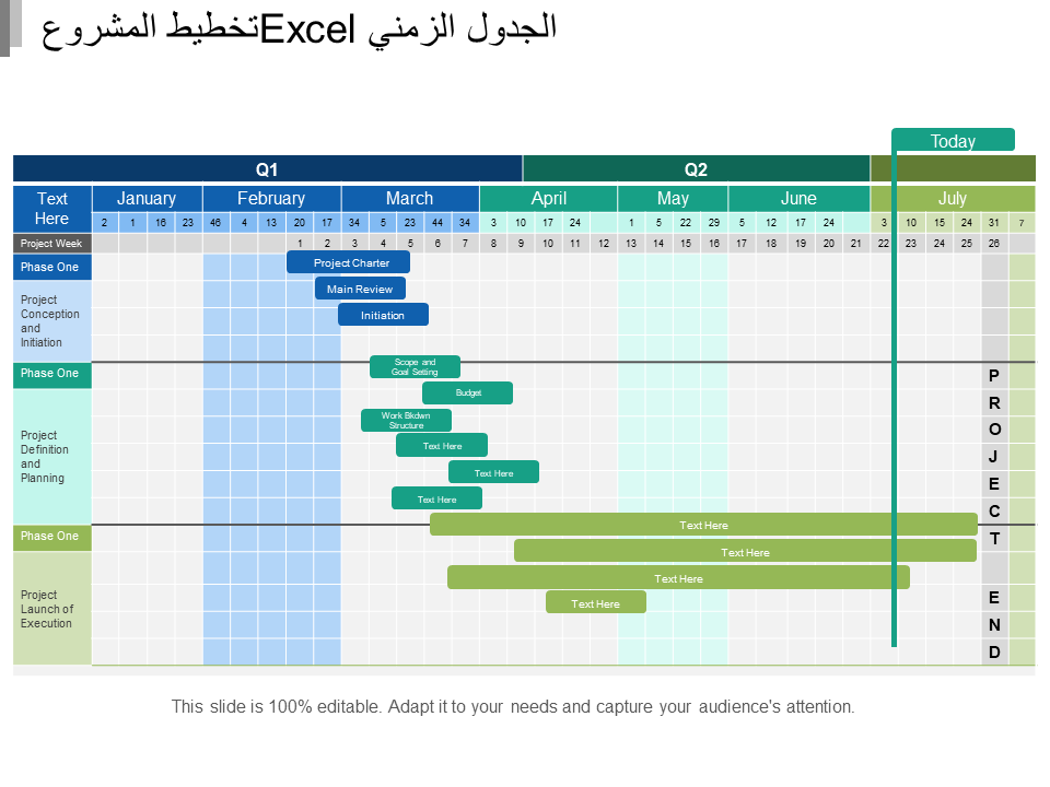 تخطيط المشروع Excel الجدول الزمني