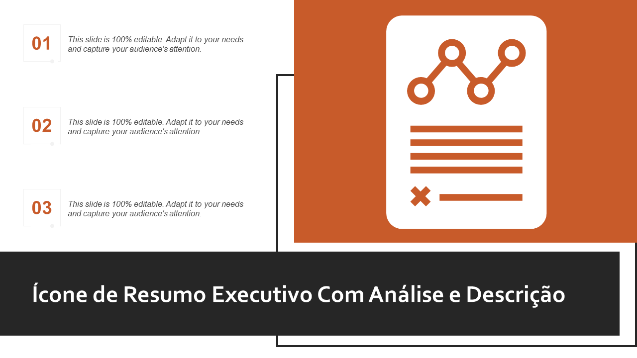 Ícone de resumo executivo com análise e descrição