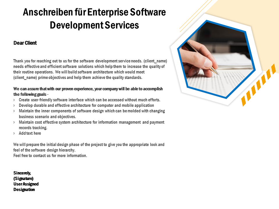 Anschreiben für Enterprise Software Development Services 