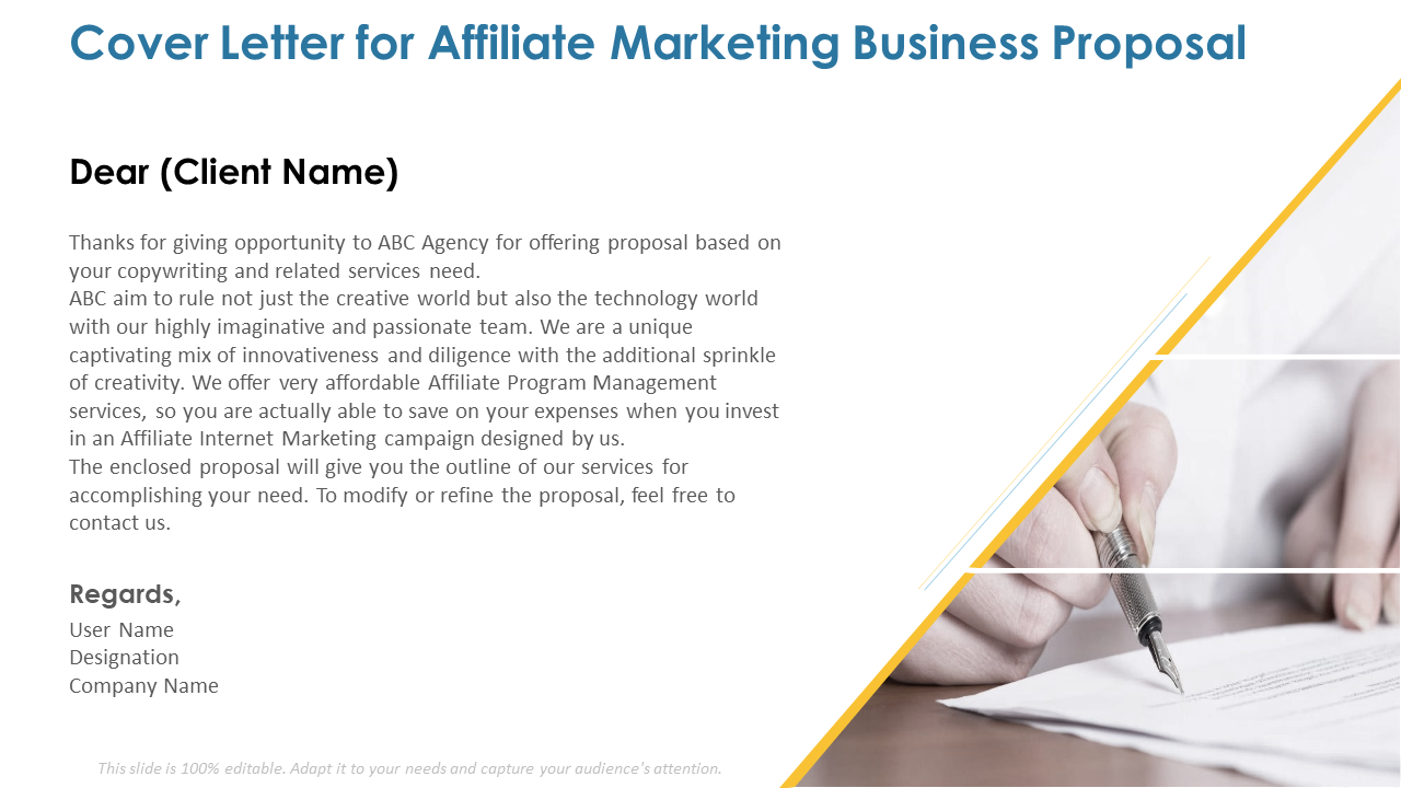 Cover Letter for Affiliate Marketing Business Proposal